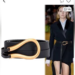 Vici Black and Gold Horsebit Buckle Wrap Belt